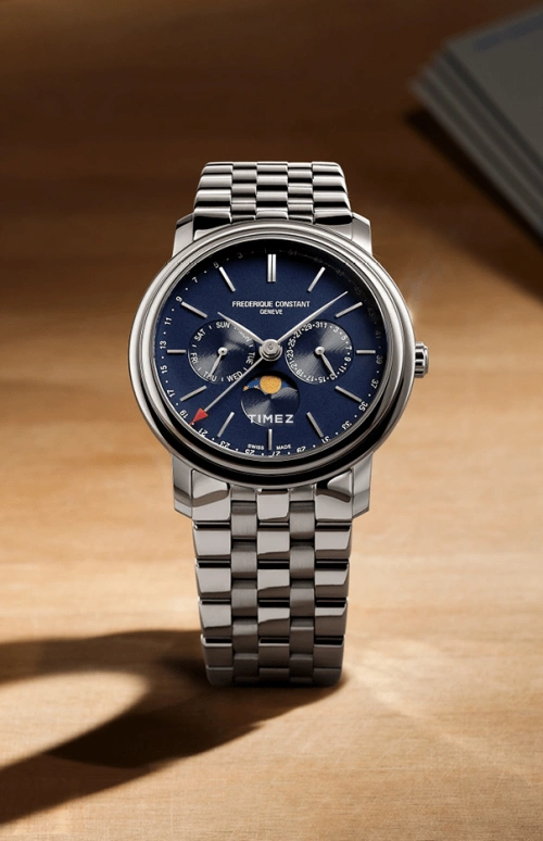 Frederique Constant,Classics 40mm,40mm,Stainless Steel,Blue,Quartz,Moonphase,Date,Day,FC,FC-270N4P6B