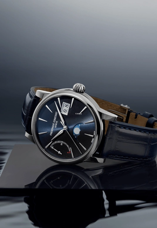 Frederique Constant,Classics 40mm,40mm,Stainless Steel,Blue,Automatic,Moonphase,Power Reserve Indicator,Big Date,FC,FC-735N3H6