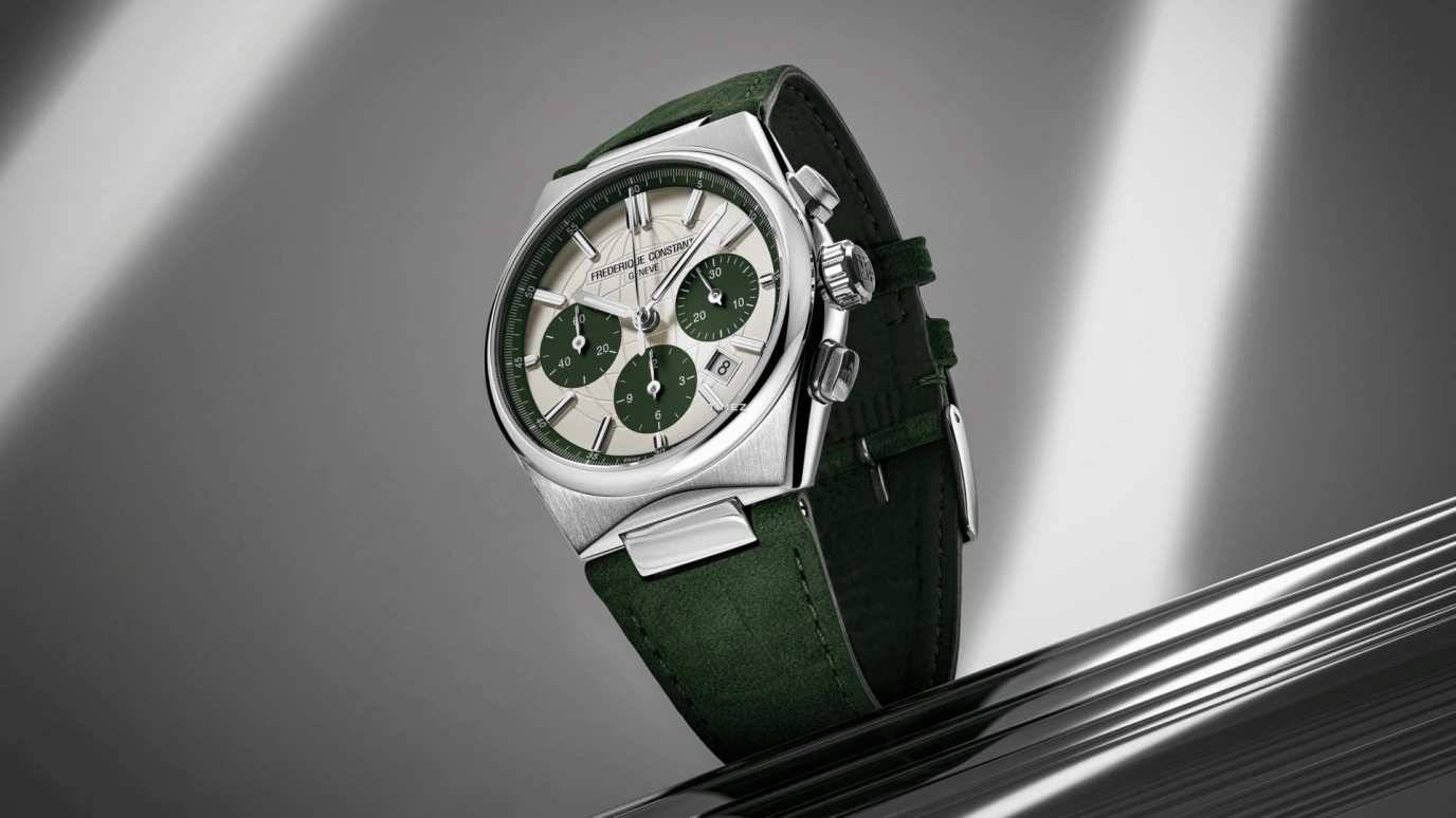 Frederique Constant,Highlife 41mm,41mm,Stainless Steel,Cream,Green,Automatic,Chronograph,Day,FC,FC-391SGR4NH6