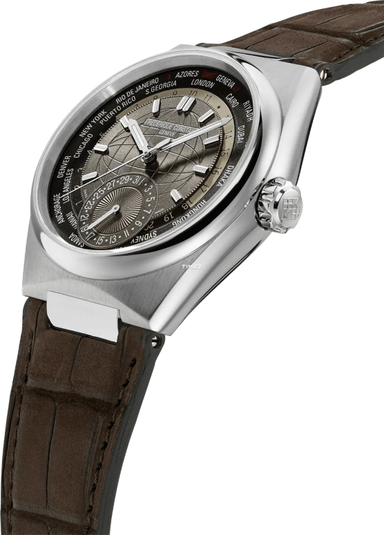 Frederique Constant,Other 41mm,41mm,Stainless Steel,Brown,Automatic,Day,World Time,FC,FC-718C4NH6