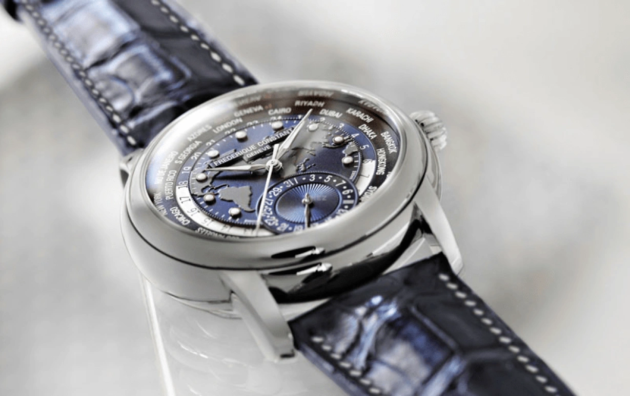 Frederique Constant,Manufacture 42mm,42mm,Stainless Steel,Blue,Automatic,Date,World Time,FC,FC-718NWM4H6