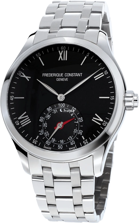 Frederique Constant,Horological Smartwatch 42mm,42mm,Stainless Steel,Black,In-house Caliber,Sapphire,Crystal Glass,FC,FC-285B5B6B