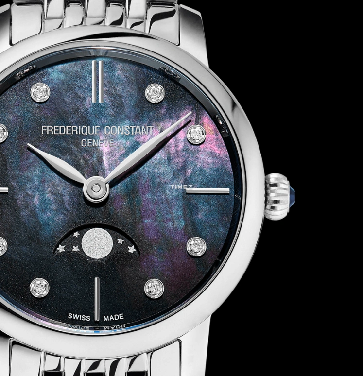 Frederique Constant,Classics 30mm,30mm,Stainless Steel,Black,Quartz,Moonphase,Sapphire,Crystal Glass,FC,FC-206MPBD1S6B
