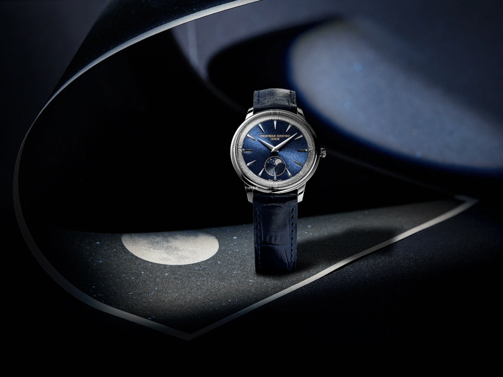 Frederique Constant,Classics 37mm,37mm,Stainless Steel,Blue,Quartz,Moonphase,In-house Caliber,FC,FC-206N3S6