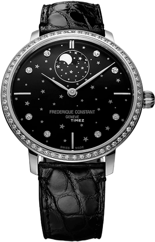 Frederique Constant,Manufacture 38.80mm,38.80mm,Stainless Steel,Black,Silver,Automatic,Moonphase,In-house Caliber,FC,FC-701BSD3SD6