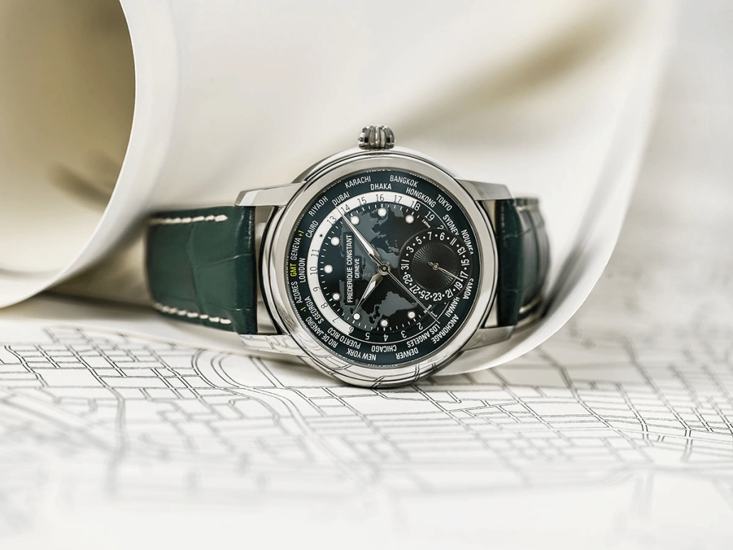 Frederique Constant,Manufacture 42mm,42mm,Stainless Steel,Green,Automatic,Date,World Time,FC,FC-718GRWM4H6