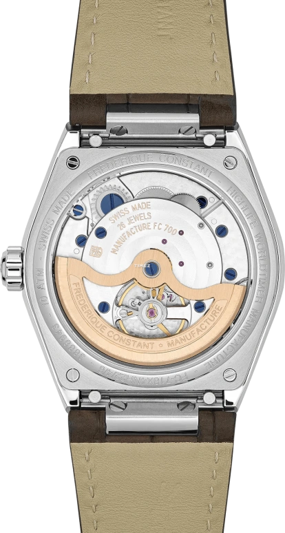 Frederique Constant,Other 41mm,41mm,Stainless Steel,Brown,Automatic,Day,World Time,FC,FC-718C4NH6