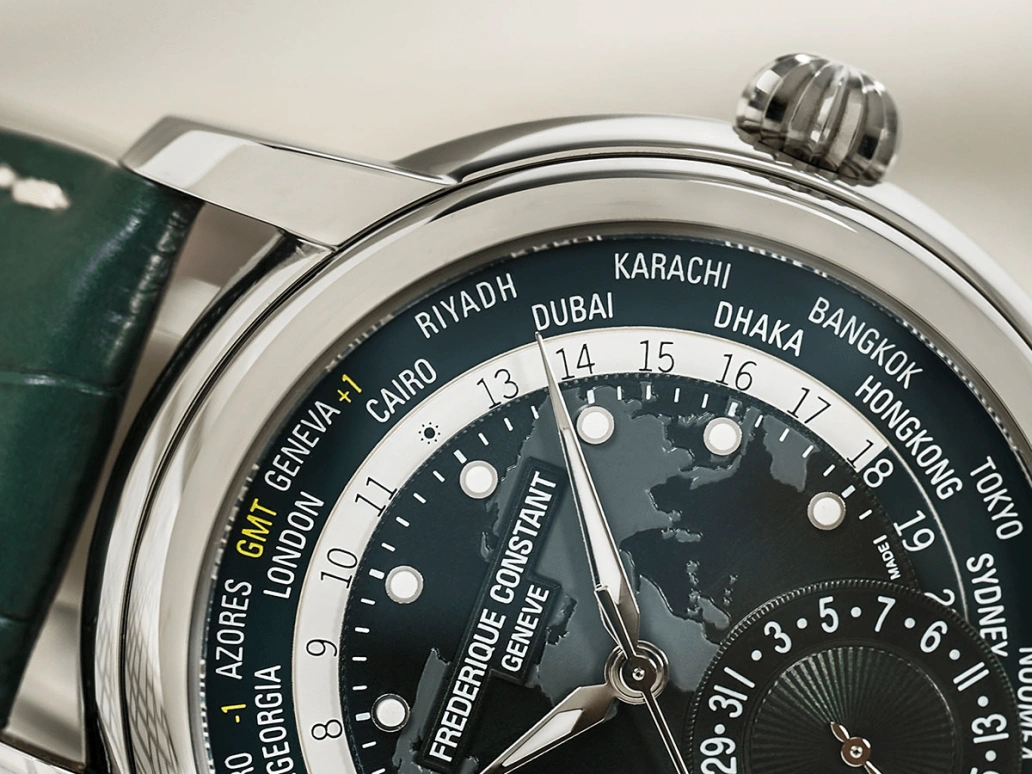 Frederique Constant,Manufacture 42mm,42mm,Stainless Steel,Green,Automatic,Date,World Time,FC,FC-718GRWM4H6