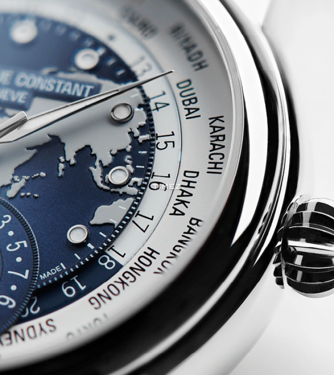 Frederique Constant,Classics 42mm,42mm,Stainless Steel,Blue,Automatic,Day,World Time,Day / Night Indication,FC,FC-718NWWM4H6