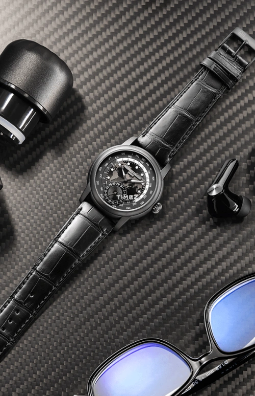 Frederique Constant,Classics 42mm,42mm,Stainless Steel,Black,Automatic,Day,World Time,Day / Night Indication,FC,FC-718BAWM4TH6