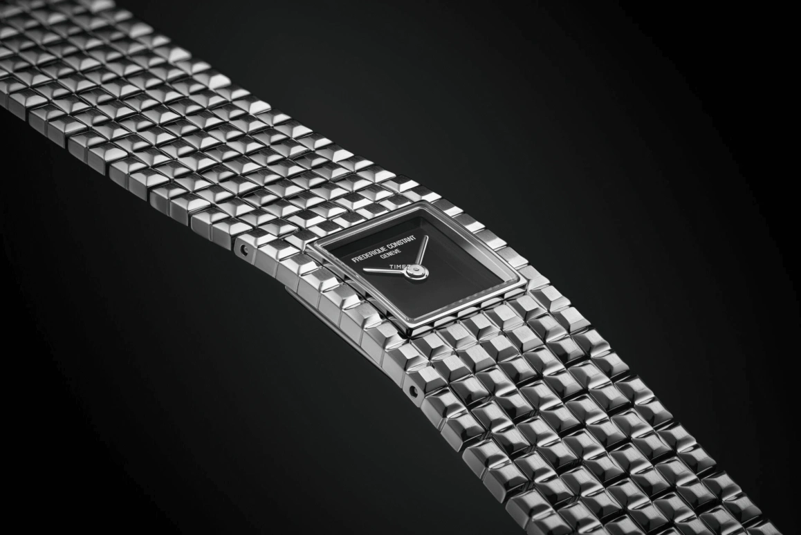 Frederique Constant,Classics 25.70x20mm,25.70x20mm,Stainless Steel,Black,Quartz,In-house Caliber,Rectangular,FC,FC-200ONB1MC6B
