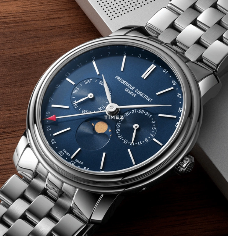 Frederique Constant,Classics 40mm,40mm,Stainless Steel,Blue,Quartz,Moonphase,Date,Day,FC,FC-270N4P6B