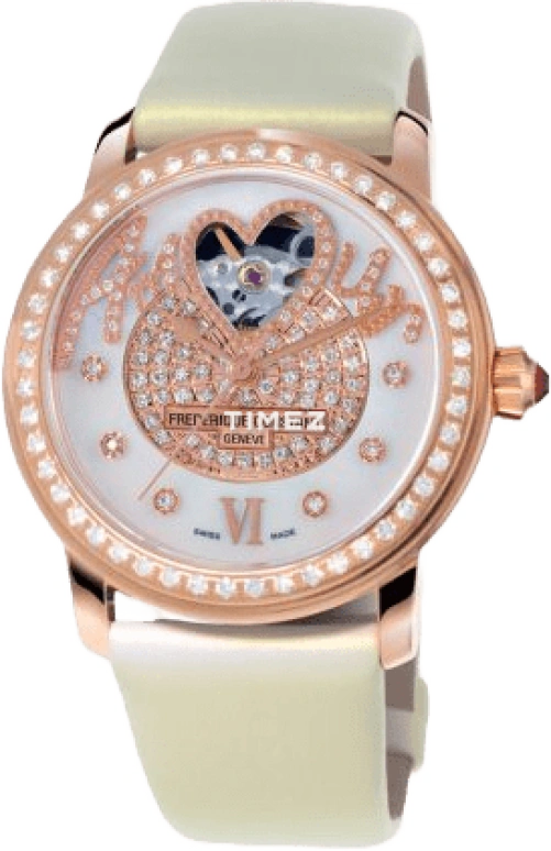 Frederique Constant,Ladies Automatic 34mm,34mm,Rose Gold,Silver White,In-house Caliber,Sapphire,Crystal Glass,FC,FC-310SQPV2PD4