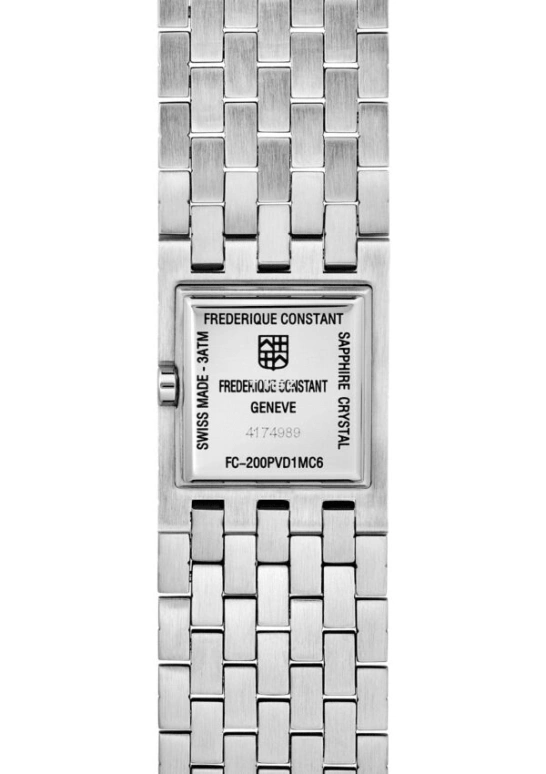 Frederique Constant,Classics 25.70x20mm,25.70x20mm,Stainless Steel,Silver,Quartz,In-house Caliber,Rectangular,FC,FC-200PVD1MC6B