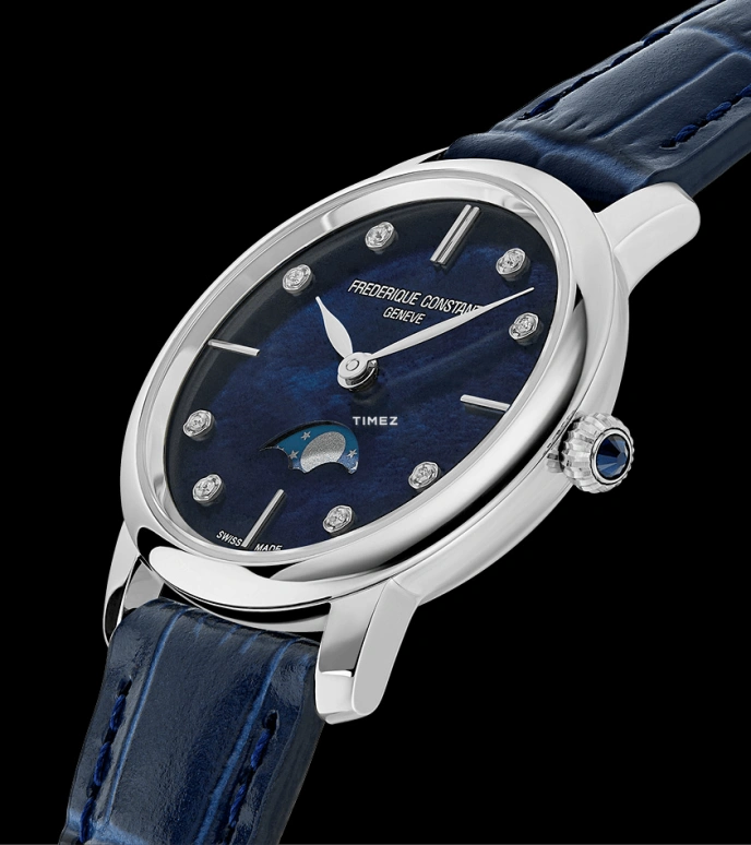 Frederique Constant,Classics 30mm,30mm,Stainless Steel,Blue,Quartz,Moonphase,Sapphire,Crystal Glass,FC,FC-206MPND1S6