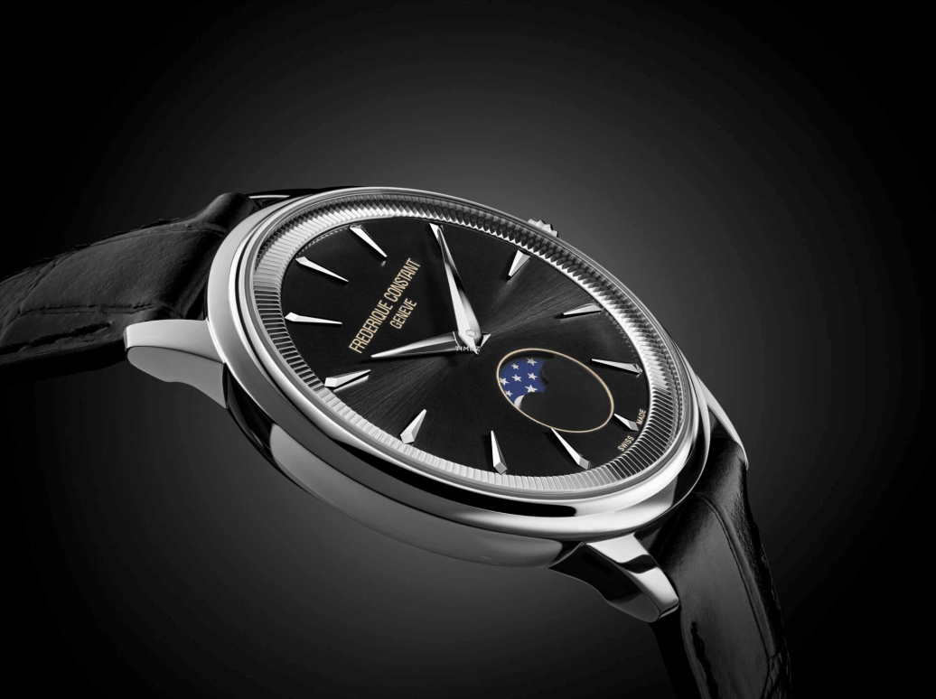Frederique Constant,Classics 37mm,37mm,Stainless Steel,Black,Quartz,Moonphase,In-house Caliber,FC,FC-206B3S6