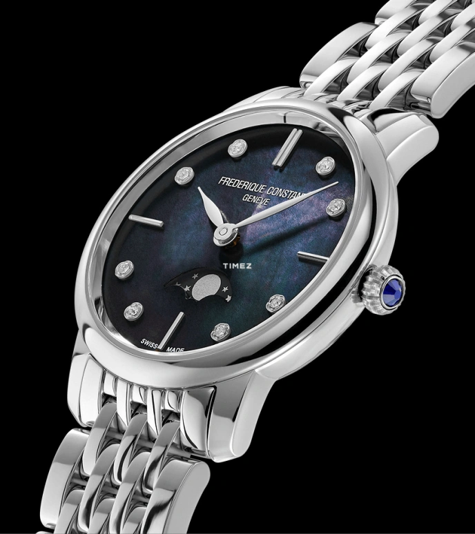 Frederique Constant,Classics 30mm,30mm,Stainless Steel,Black,Quartz,Moonphase,Sapphire,Crystal Glass,FC,FC-206MPBD1S6B
