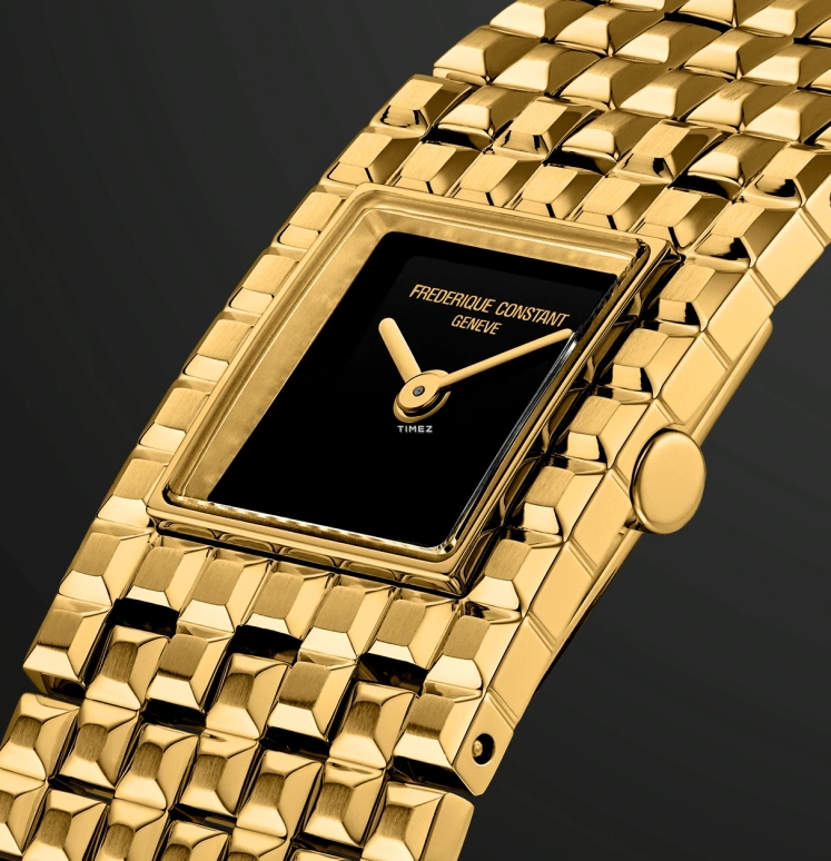 Frederique Constant,Classics 25.70mm,25.70mm,Stainless Steel,Black,Quartz,In-house Caliber,Square,FC,FC-200ONB1MC5B