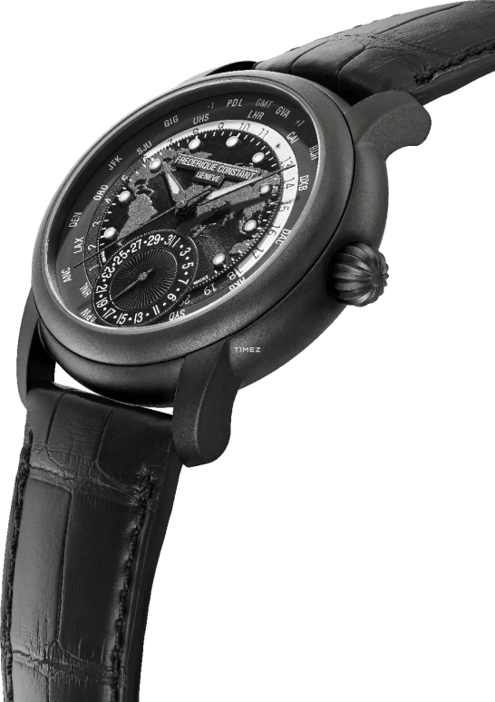 Frederique Constant,Classics 42mm,42mm,Stainless Steel,Black,Automatic,Day,World Time,Day / Night Indication,FC,FC-718BAWM4TH6
