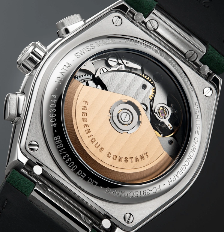 Frederique Constant,Highlife 41mm,41mm,Stainless Steel,Cream,Green,Automatic,Chronograph,Day,FC,FC-391SGR4NH6