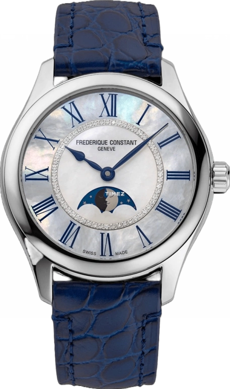 Frederique Constant,Classics 36mm,36mm,Stainless Steel,White,Automatic,Moonphase,Round,FC,FC-331MPWND3B6