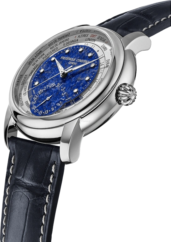 Frederique Constant,Classics 42mm,42mm,Stainless Steel,Blue,Automatic,Day,World Time,Day / Night Indication,FC,FC-718LA4H6