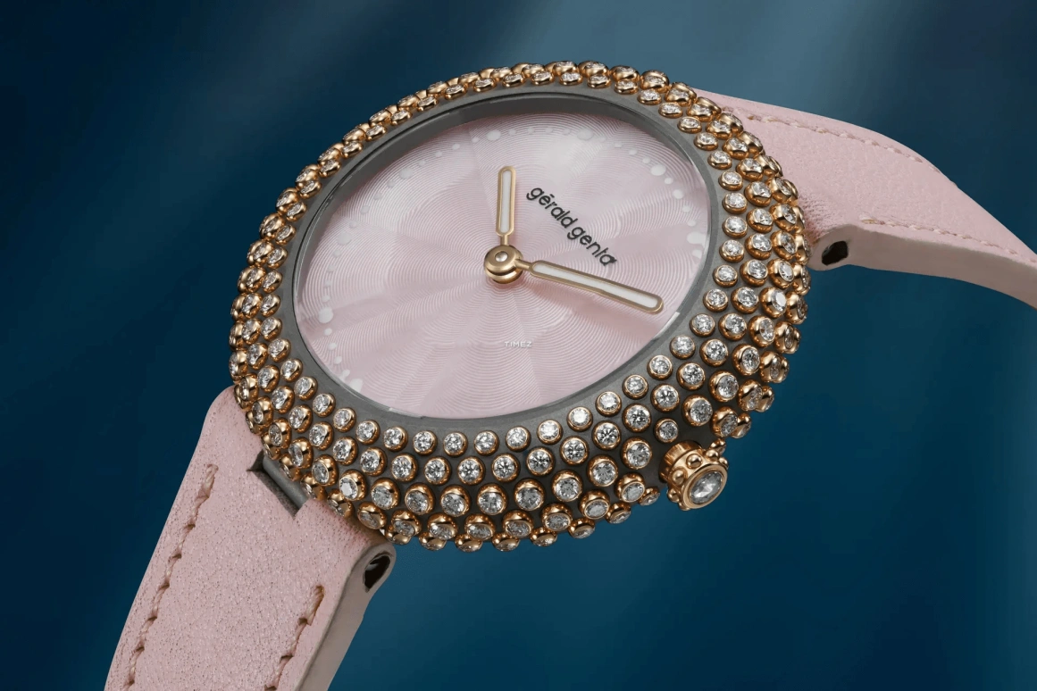 Gérald Genta,Gentissima Oursin 36.50mm,36.50mm,Rose Gold,Pink,Automatic,50hours,In-house Caliber,Gentissima Oursin 36pink