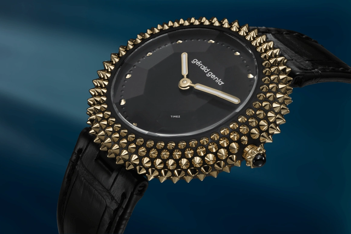 Gérald Genta,Gentissima Oursin 36.50mm,36.50mm,Yellow Gold,Titanium,Black,Automatic,50hours,In-house Caliber,Gentissima Oursin 36black