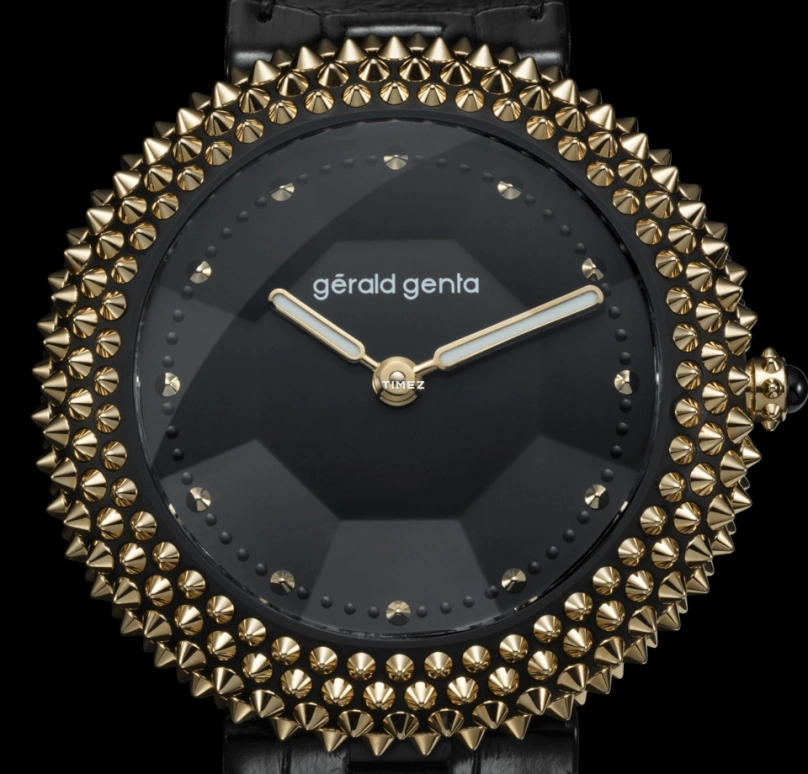 Gérald Genta,Gentissima Oursin 36.50mm,36.50mm,Yellow Gold,Titanium,Black,Automatic,50hours,In-house Caliber,Gentissima Oursin 36black