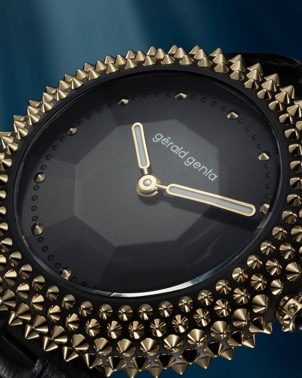 Gérald Genta,Gentissima Oursin 36.50mm,36.50mm,Yellow Gold,Titanium,Black,Automatic,50hours,In-house Caliber,Gentissima Oursin 36black