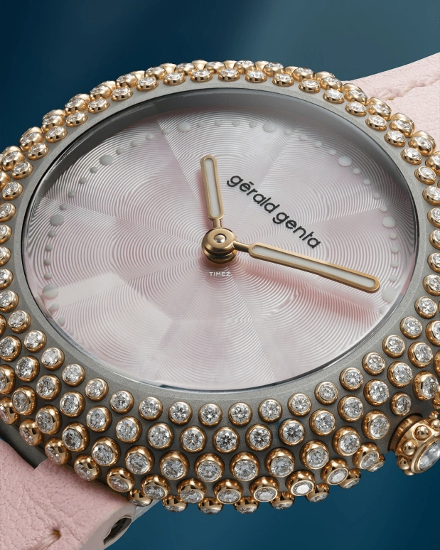 Gérald Genta,Gentissima Oursin 36.50mm,36.50mm,Rose Gold,Pink,Automatic,50hours,In-house Caliber,Gentissima Oursin 36pink