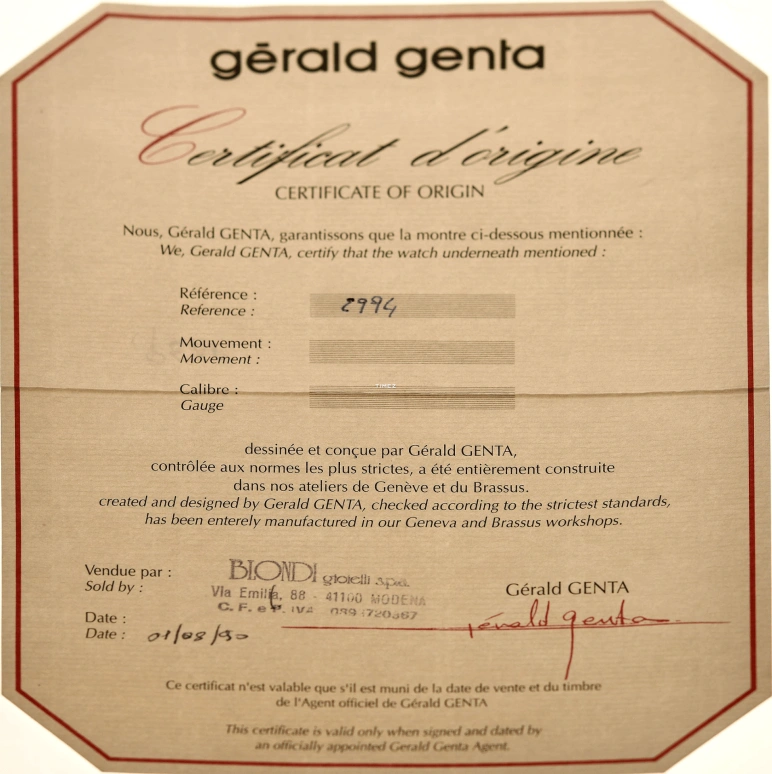 Gérald Genta,Other 33mm,33mm,Yellow Gold,White,Automatic,Moonphase,Perpetual Calendar,Leap Year,Month,Sapphire,Crystal Glass,Round,G2994