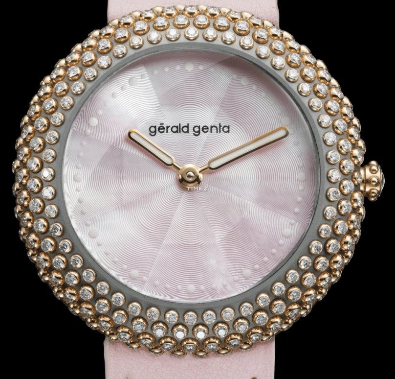 Gérald Genta,Gentissima Oursin 36.50mm,36.50mm,Rose Gold,Pink,Automatic,50hours,In-house Caliber,Gentissima Oursin 36pink