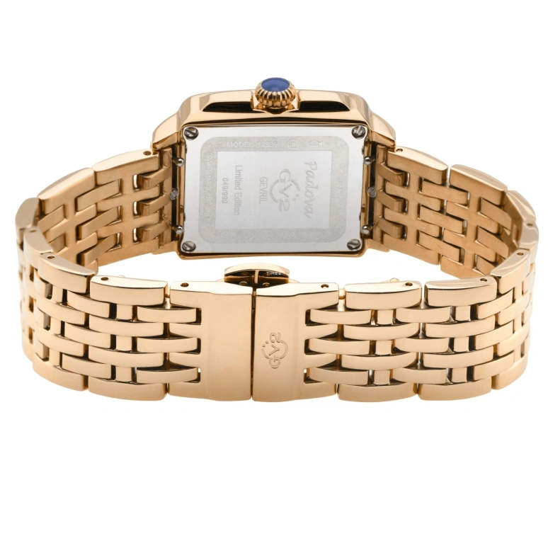 Gevril,Padova 28.50mm,28.50mm,Stainless Steel,Dual,Pink,White,Quartz,Sapphire,Rectangular,12336B