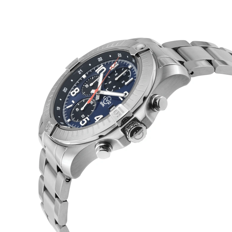 Gevril,T38 45mm,45mm,Stainless Steel,Blue,Quartz,Chronograph,Day,42801B