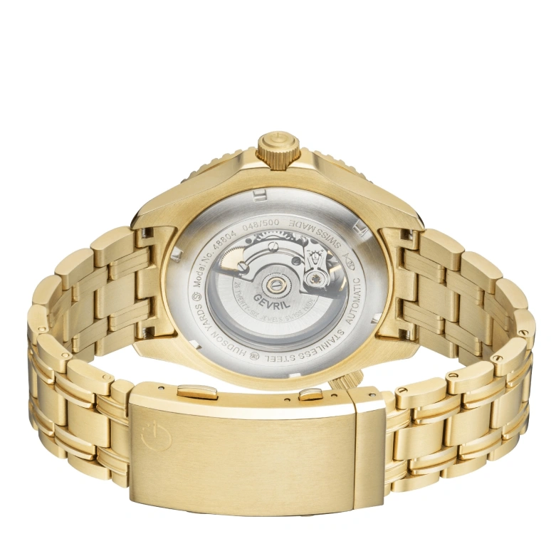 Gevril,Hudson Yards 43mm,43mm,Stainless Steel,Black,Automatic,Day,38hours,48804