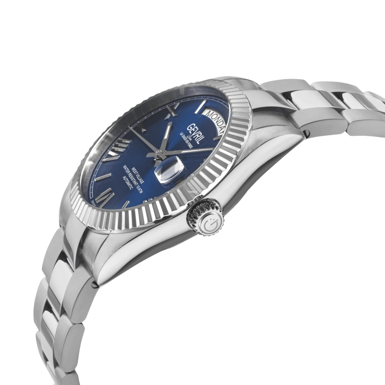 Gevril,West Village 40mm,40mm,Stainless Steel,Blue,Automatic,Date,Day,48954B