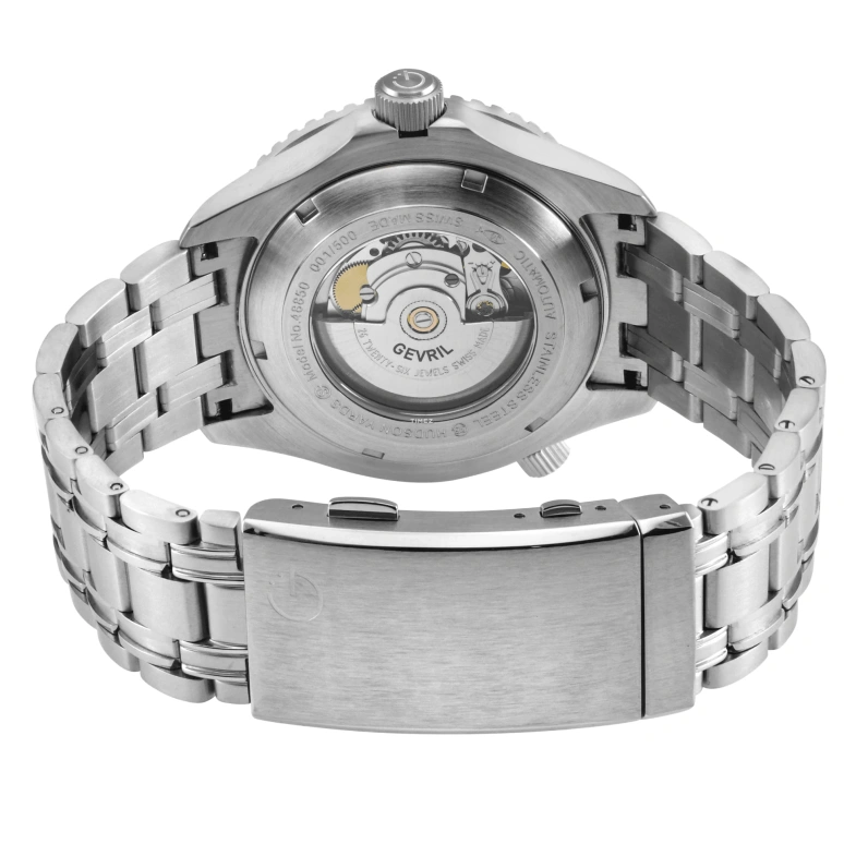 Gevril,Hudson Yards 43mm,43mm,Stainless Steel,Black,Automatic,Day,38hours,48850B