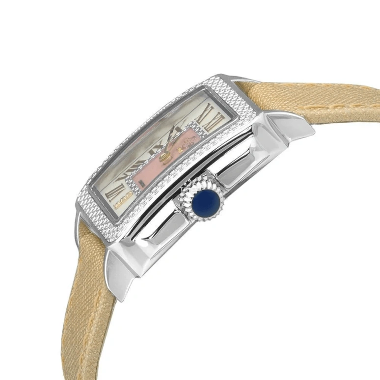 Gevril,Padova 27.50mm,27.50mm,Stainless Steel,White,Dual,Quartz,Sapphire,Rectangular,12304