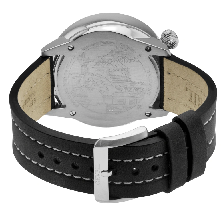 Gevril,Wallabout 44mm,44mm,Stainless Steel,Black,Automatic,Day,Sapphire,48561A