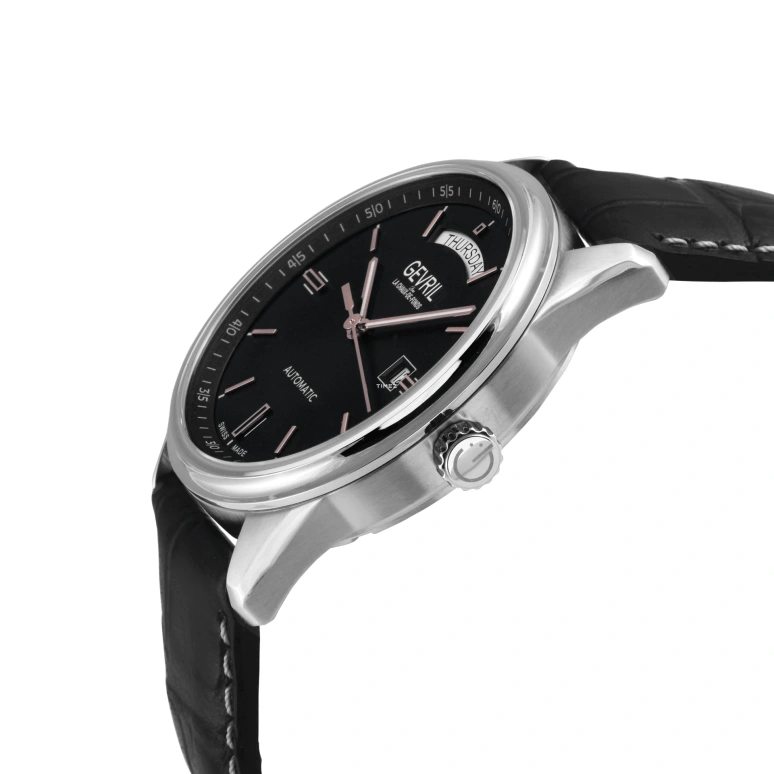 Gevril,Excelsior 42mm,42mm,Stainless Steel,Black,Automatic,Date,Day,48200