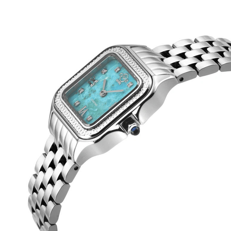 Gevril,Milan 27.50mm,27.50mm,Stainless Steel,Blue,Quartz,Sapphire,Square,121101B