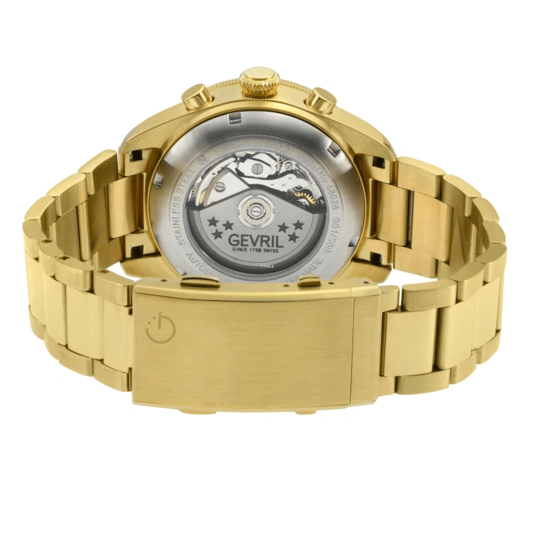 Gevril,Yorkville 43mm,43mm,Stainless Steel,Black,Automatic,Chronograph,Date,Day,48628B