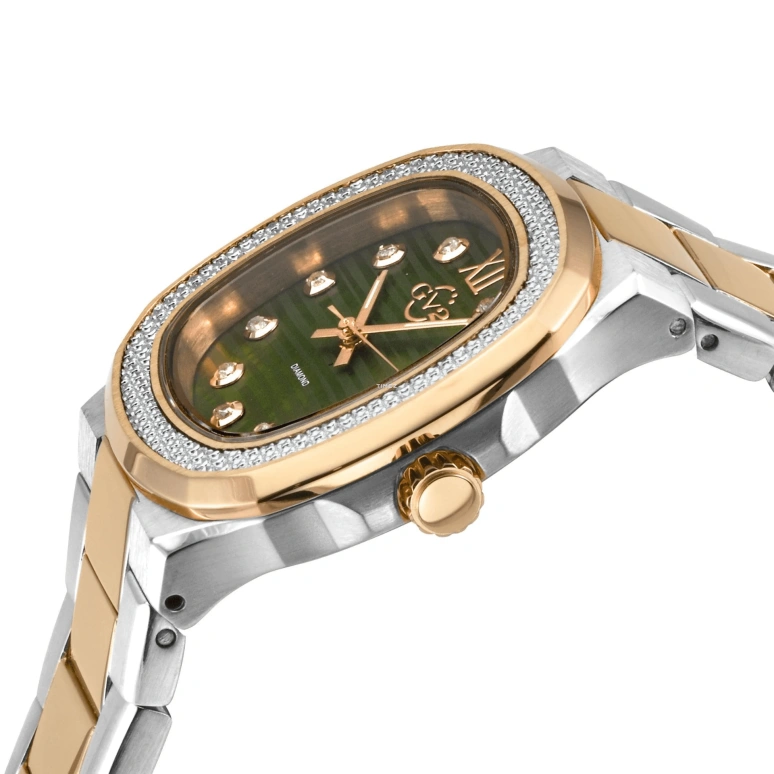 Gevril,Potente 33mm,33mm,Stainless Steel,Green,Quartz,Sapphire,Cushion,18207B