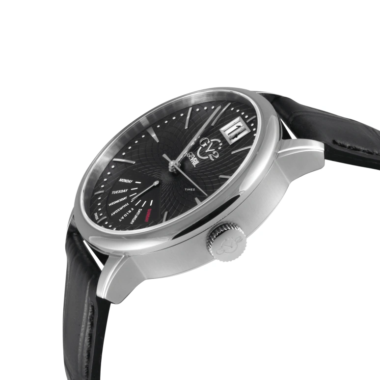 Gevril,Rovescio 42mm,42mm,Stainless Steel,Black,Quartz,Date,Day,Retrograde,56210