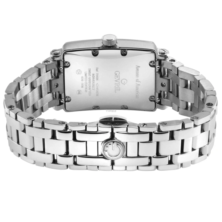 Gevril,Avenue of Americas 33x25mm,33x25mm,Stainless Steel,Silver,Quartz,Day,Sapphire,Crystal Glass,7040NB