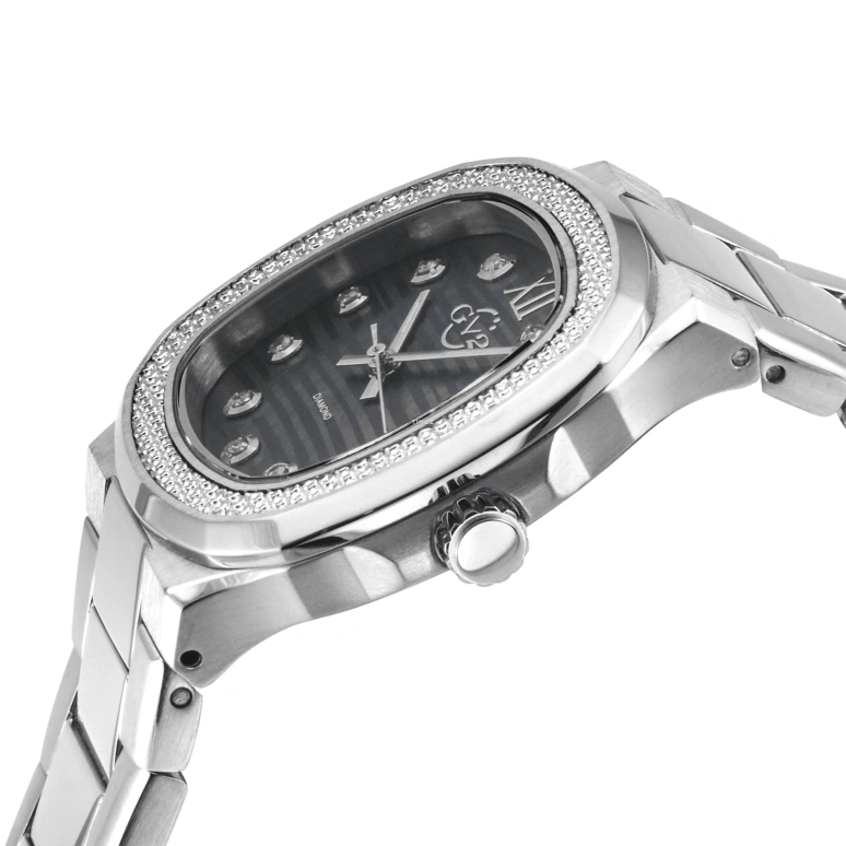 Gevril,Potente 33mm,33mm,Stainless Steel,Black,Quartz,Sapphire,Cushion,18200B