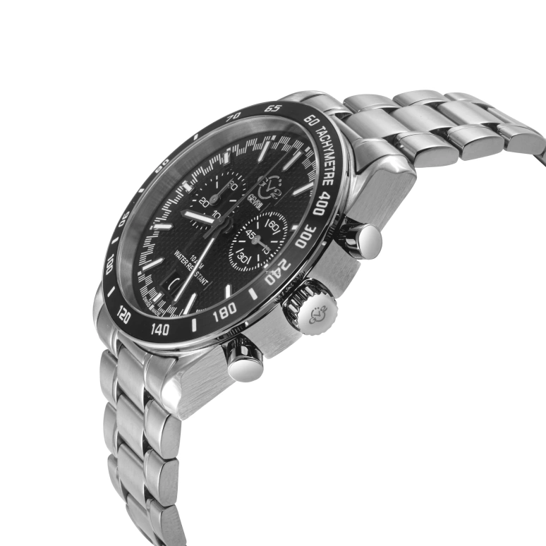 Gevril,Freccia 43mm,43mm,Stainless Steel,Black,Quartz,Chronograph,Big Date,42901B