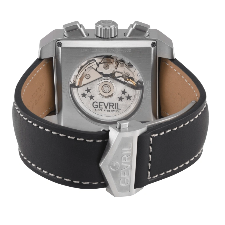 Gevril,Herald Square 38mm,38mm,Stainless Steel,Black,Automatic,Chronograph,Date,Day,44701