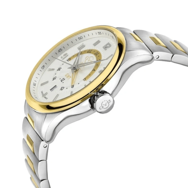 Gevril,Giromondo 42mm,42mm,Stainless Steel,White,Quartz,Day,Dule Time,42307B